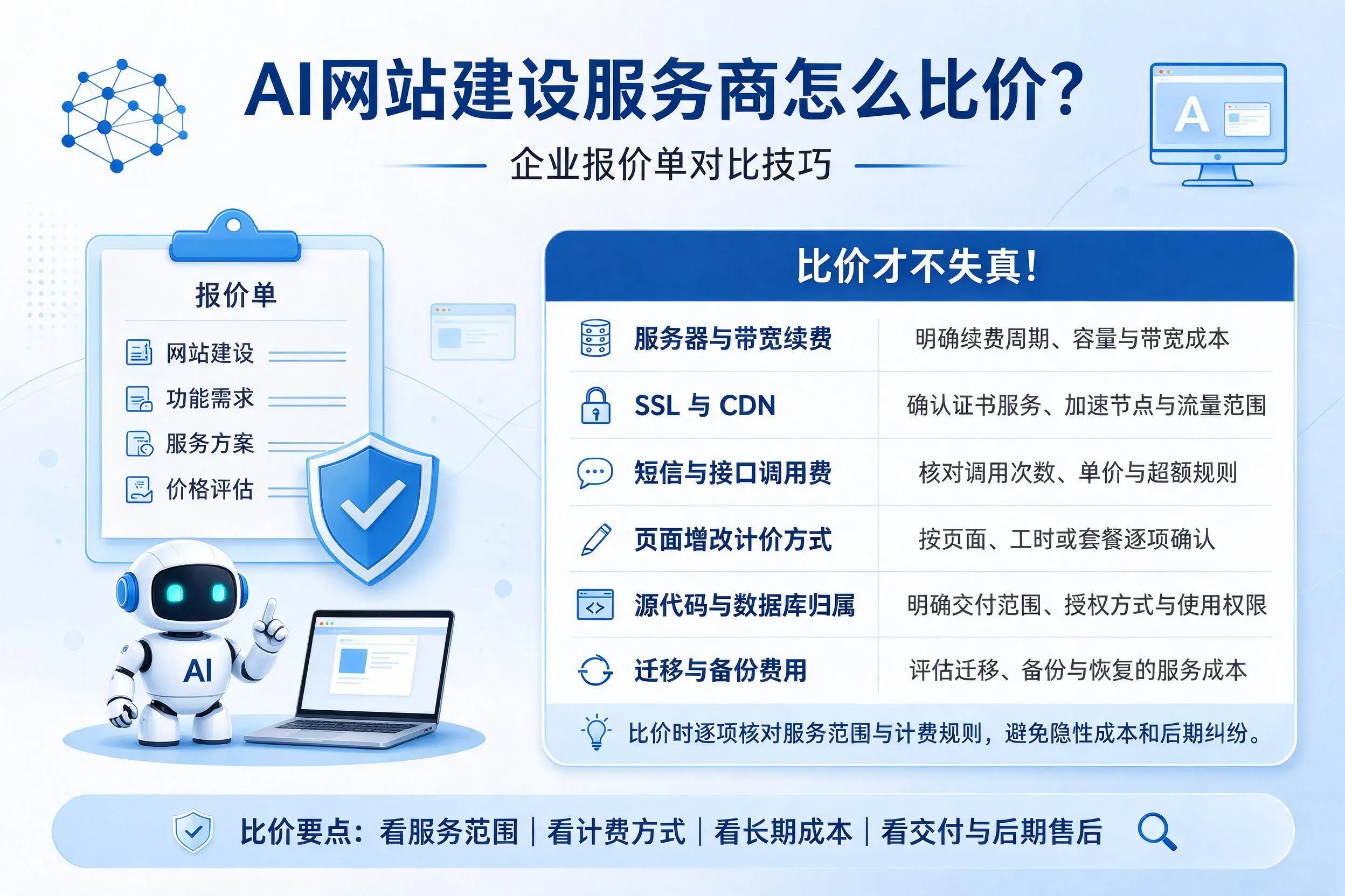 AI网站建设服务商怎么比价?湘西企业报价单对比技巧